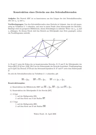 Arbeitsblatt: Konstruktion eines Dreiecks aus den Seitenhalbierenden