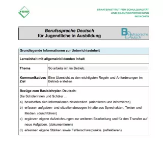 Unterrichtsplanung: So arbeite ich im Betrieb (DOCX)