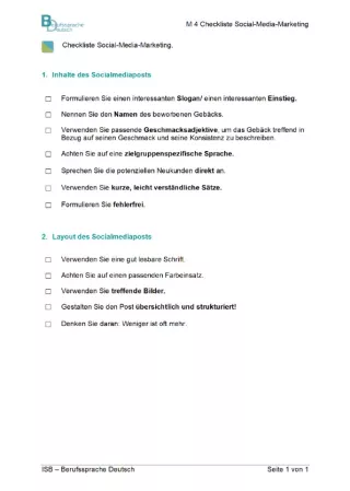 Arbeitsblatt: Checkliste Social-Media-Marketing