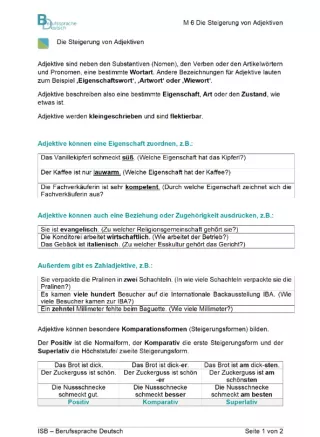 Arbeitsblatt: Die Steigerung von Adjektiven