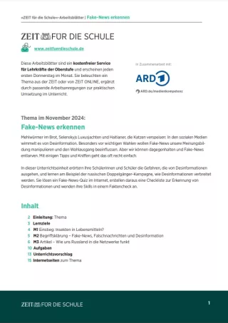 Arbeitsblatt: Fake-News erkennen