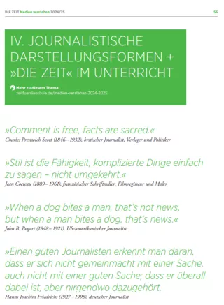 Unterrichtsbaustein: Medien verstehen | Kapitel 6: Journalistische Darstellungsformen