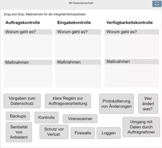 Lernspiel: B4 Drag and Drop: Maßnahmen für die Integrität/Vertraulichkeit (Quiz zum Video)