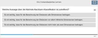 Lernspiel: C6-2 Single Choice: Nächste-Nachbarn-Klassifikation (Quiz zum Video)