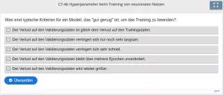 Lernspiel: C7-4 Multiple Choice: Validierungsdaten (Quiz zum Video)