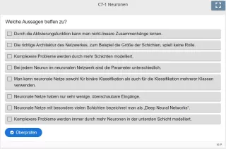 Lernspiel: C7-1 Multiple Choice: Neuronale Netze (Quiz zum Video)