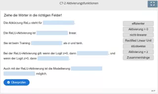 Lernspiel: C7-2 Drag the Words: ReLU-Aktivierung (Quiz zum Video)