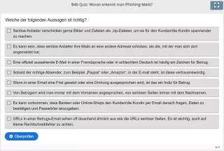 Lernspiel: B4 Multiple Choice: Phishing-Mails (Quiz zum Video)