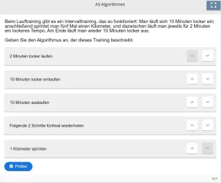 Lernspiel: A3 Sort the paragraphs: Algorithmus für Lauftraining (Quiz zum Video)