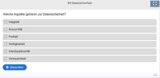 Lernspiel: B4 Multiple Choice: Aspekte der Datensicherheit (Quiz zum Video)