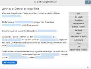 Lernspiel: C7-2 Drag the Words: Sigmoid-Aktivierung (Quiz zum Video)