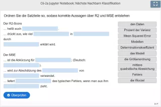 Lernspiel: C6-2 Drag the Words: Wiederholung von R2-Score und MSE für das zweite Jupyter Notebook (Quiz)