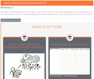 Unterrichtsbaustein: Modul „Speiseplanung und Gästekommunikation“ Workshop 2