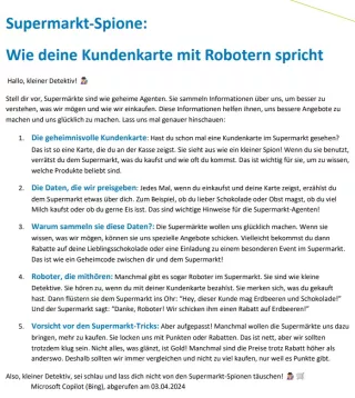 Unterrichtsbaustein: Supermarkt-Spione: Wie deine Kundenkarte mit Robotern spricht