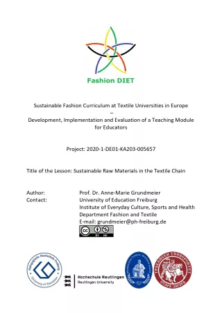 Unterrichtsbaustein: Fashion DIET: Sustainable Raw Materials in the Textile Chain (PDF)