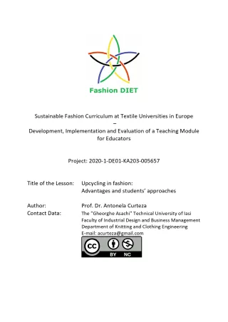 Unterrichtsbaustein: Fashion DIET: Upcycling in fashion: Advantages and students’ approaches (DOCX)