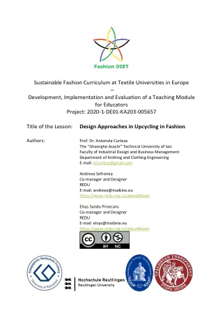 Unterrichtsbaustein: Fashion DIET: Design Approaches in Upcycling in Fashion (DOCX)