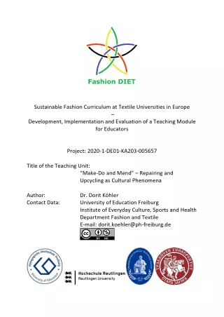 Unterrichtsbaustein: Fashion DIET: "Make-Do and Mend" – Repairing and Upcycling as Cultural Phenomena (PDF)