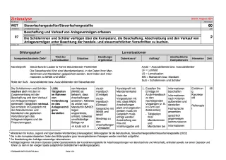 Unterrichtsplanung: Zielanalyse Lernfeld 7 – Beschaffung und Verkauf von Anlagevermögen erfassen (DOCX)