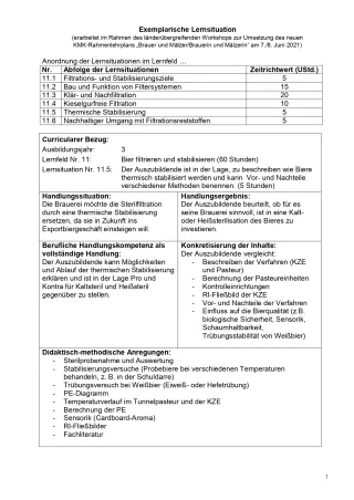 Unterrichtsplanung: Bier filtrieren und stabilisieren: Thermische Stabilisierung