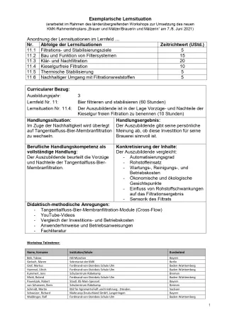 Unterrichtsplanung: Bier filtrieren und stabilisieren: Vor- und Nachteile der Tangentialfluss-Bier-Membranfiltration