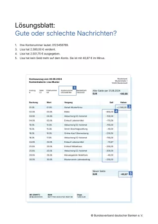 Arbeitsblatt: Zahlungsverkehr | Gute oder schlechte Nachrichten? (Lösung)