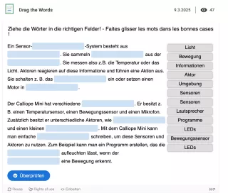 Unterrichtsbaustein: Sensor Aktor System - Interaktive Lerneinheit