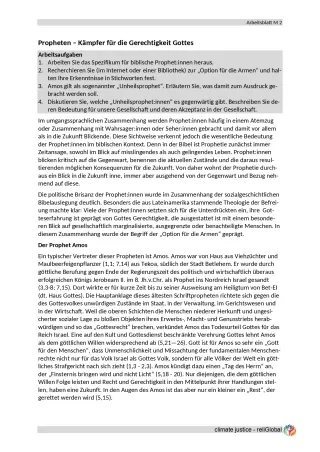 Arbeitsblatt: Propheten - Kämpfer für die Gerechtigkeit Gottes (DOCX)