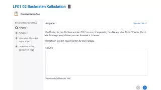 Interaktion: Baukosten Kalkulation