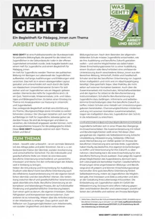 Handbuch: Ein Begleitheft für Pädagoginnen und Pädagogen zum Thema Arbeit und Beruf