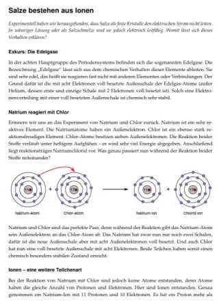 Text: Ionen, Ionenbildung, Eigenschaften von Salzen