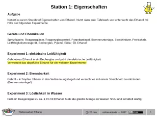 Unterrichtsbaustein: Stationsarbeit Ethanol