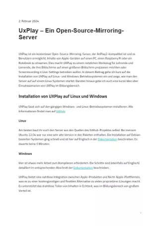 Text: UXPlay - Ein Open-Source-Mirroring-Server