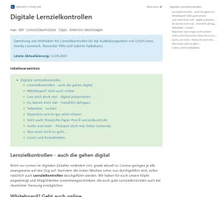 Webseite: Digitale Lernzielkontrollen
