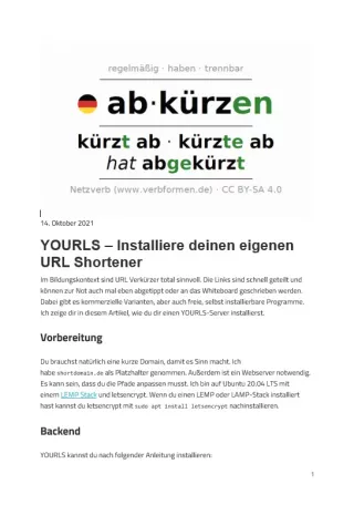 Text: YOURLS - Installiere deinen eigenen URL-Shortener