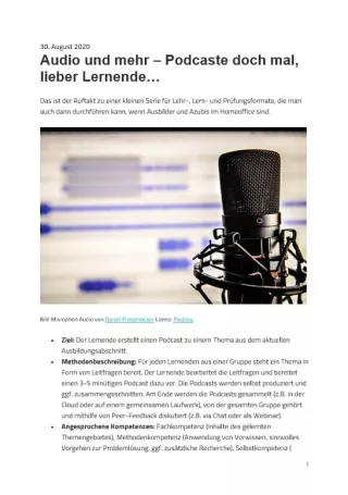 Text: Audio und mehr - Podcaste doch mal, lieber Lernender