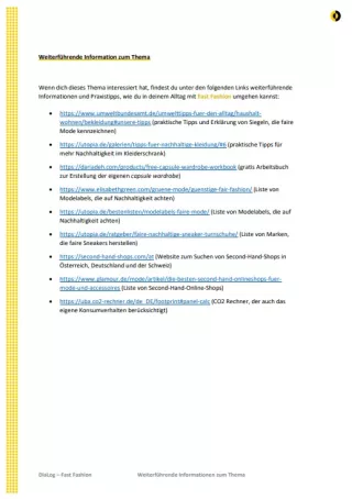 Text: Fast Fashion | Weiterführende Informationen