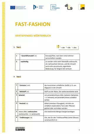 Text: Fast Fashion | Vertiefendes Wörterbuch