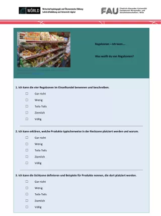 Lernkontrolle: Ich-kann-Liste: Regalzonen