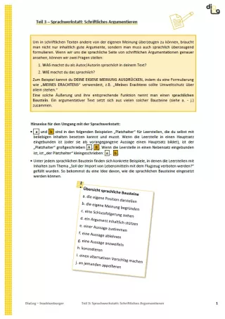 Arbeitsblatt: Insektenburger | MonoDiaLog und MultiDiaLog | Teil 3: Sprachwerkstatt: Schriftliches Argumentieren