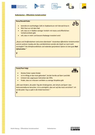 Rollenspiel: Öffentliche Verkehrsmittel | MultiDiaLog | Rollenkarten
