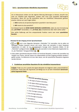 Arbeitsblatt: Kurzstreckenflüge | MonoDiaLog | Teil 2: Sprachwerkstatt: Mündliches Argumentieren