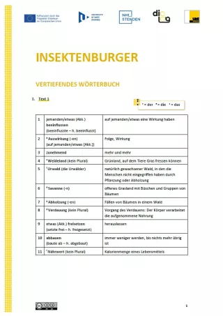 Text: Insektenburger | Vertiefendes Wörterbuch