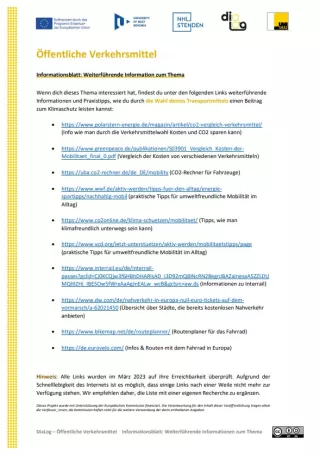 Text: Öffentliche Verkehrsmittel | Weiterführende Informationen