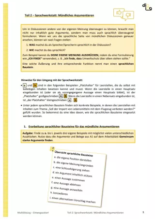 Arbeitsblatt: Einwegtüten | MultiDiaLog | Teil 2: Sprachwerkstatt: Mündliches Argumentieren