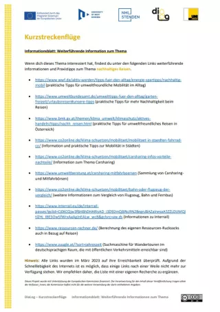 Text: Kurzstreckenflüge | Weiterführende Informationen