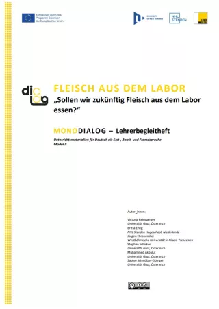 Handbuch: Fleisch aus dem Labor | MonoDiaLog | Lehrerbegleitheft