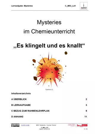 Unterrichtsbaustein: Mystery „Es klingelt und es knallt!“ (DOCX)