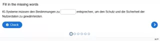 Lernspiel: G2-6 Question Set: Anforderungen an KI-Systeme Teil 2. Quiz zum Video