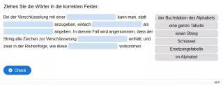 Lernspiel: B5-2 Schlüssel und Ersetzungstabelle. Quiz zum Arbeitsblatt